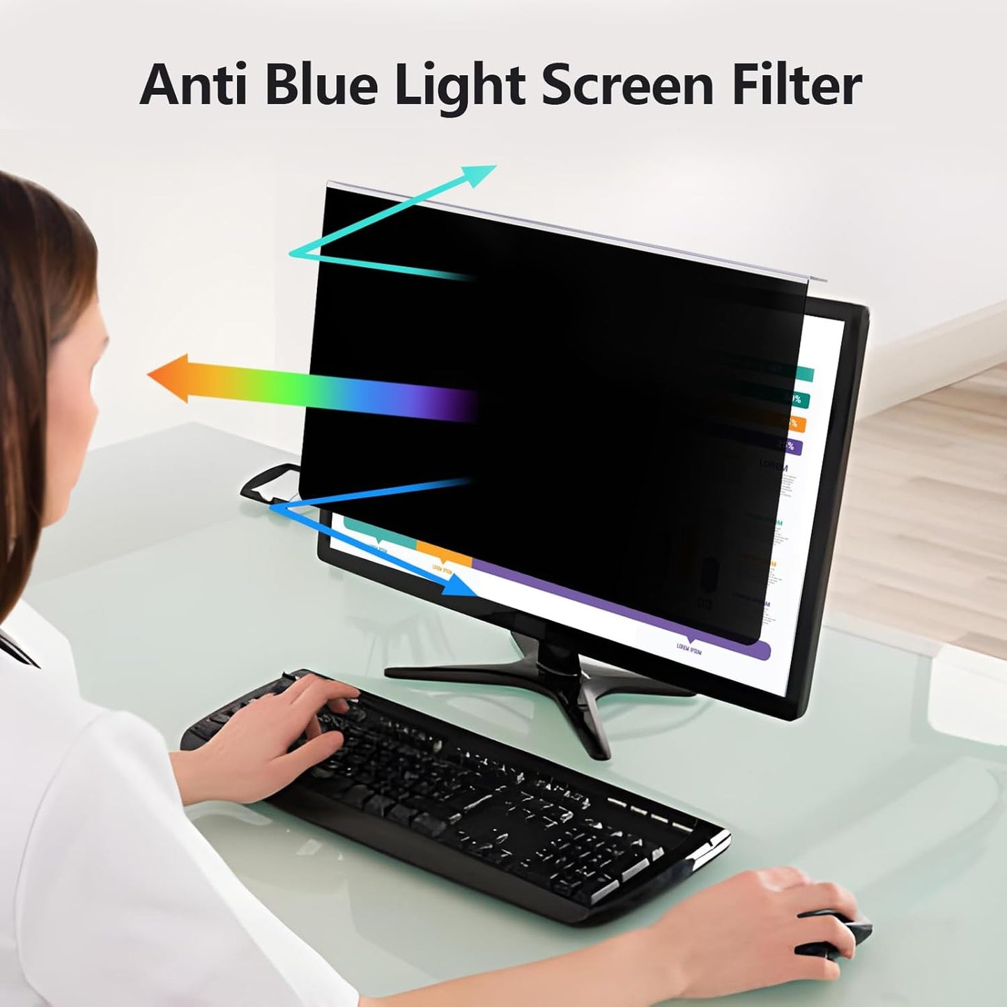 【2 Pack】 22 Inch Privacy Screen Protector (Compatible with 20", 20.2", 21.5", 21.6") for 16:9/16:10 Widescreen Monitors-Blue Light Blocking,Hanging Design, Anti-Scratch for Desktop Computers