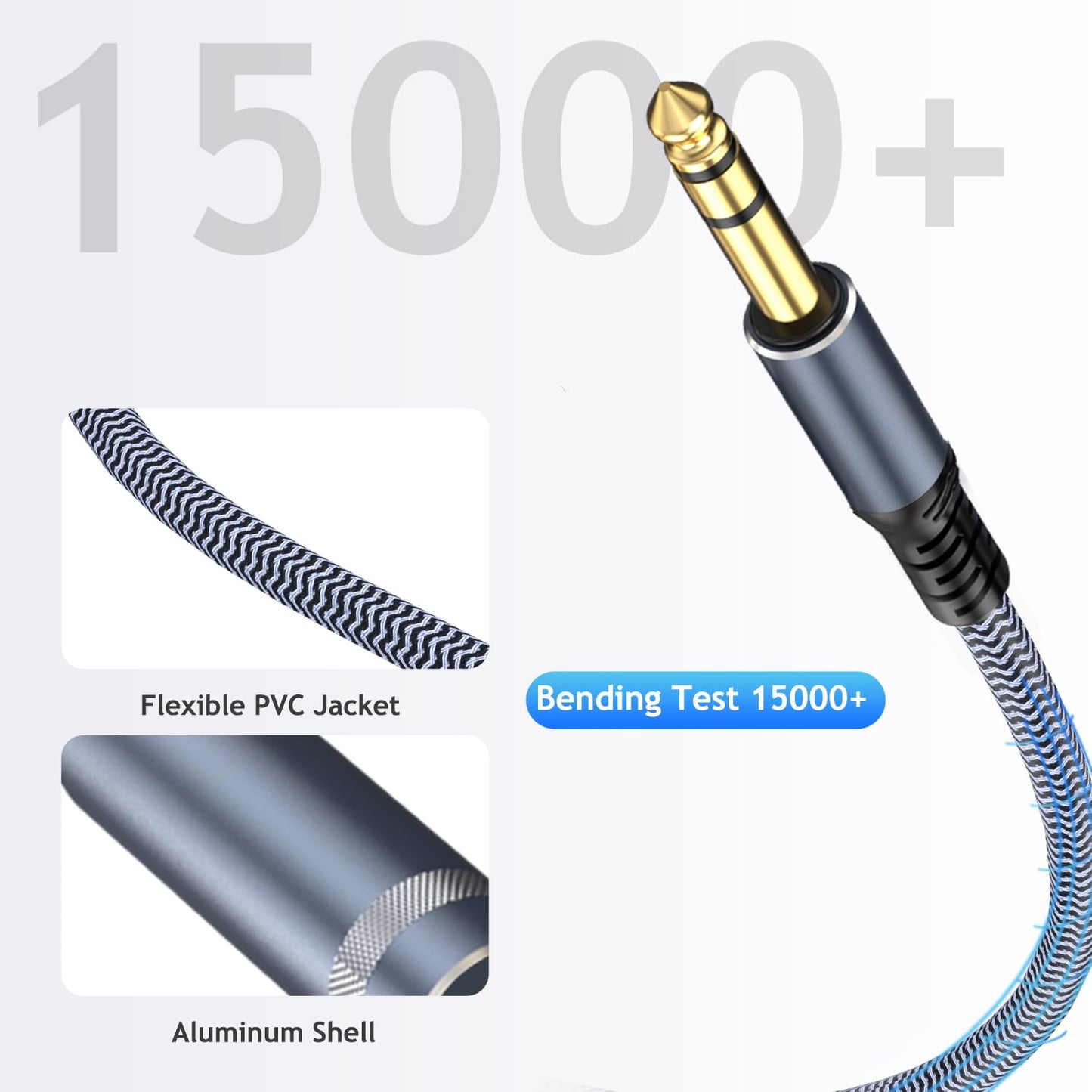 1/4" Male to Female Stereo Headphone Guitar Cable - 20ft Quarter Inch Extension