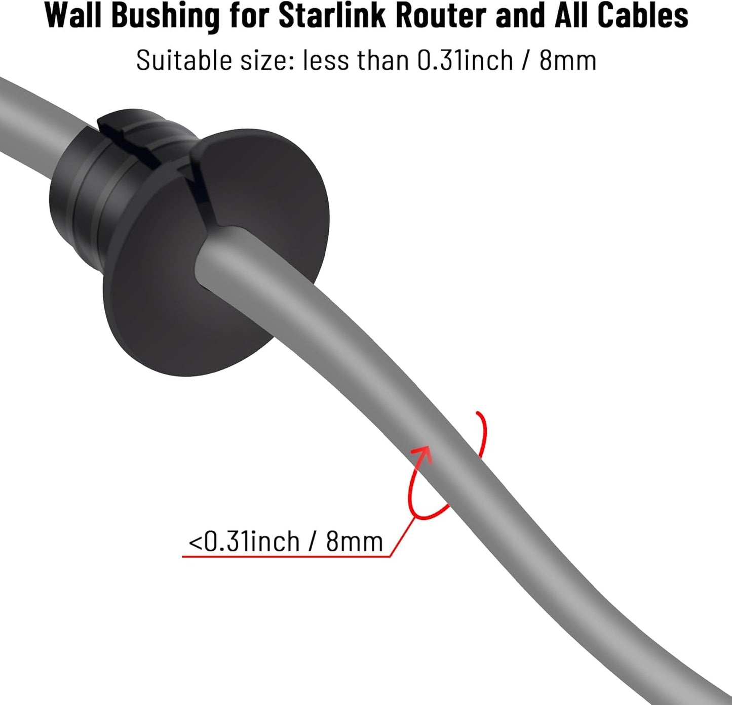Cable Grommet Routing Kit for Starlink for 3/4 inch Wall Hole, Starlink Accessories, Silicone Cable Wall Pass, Starlink Anti-Slip Wall Grommets for Cables (3/4 inch) 2 Pcs