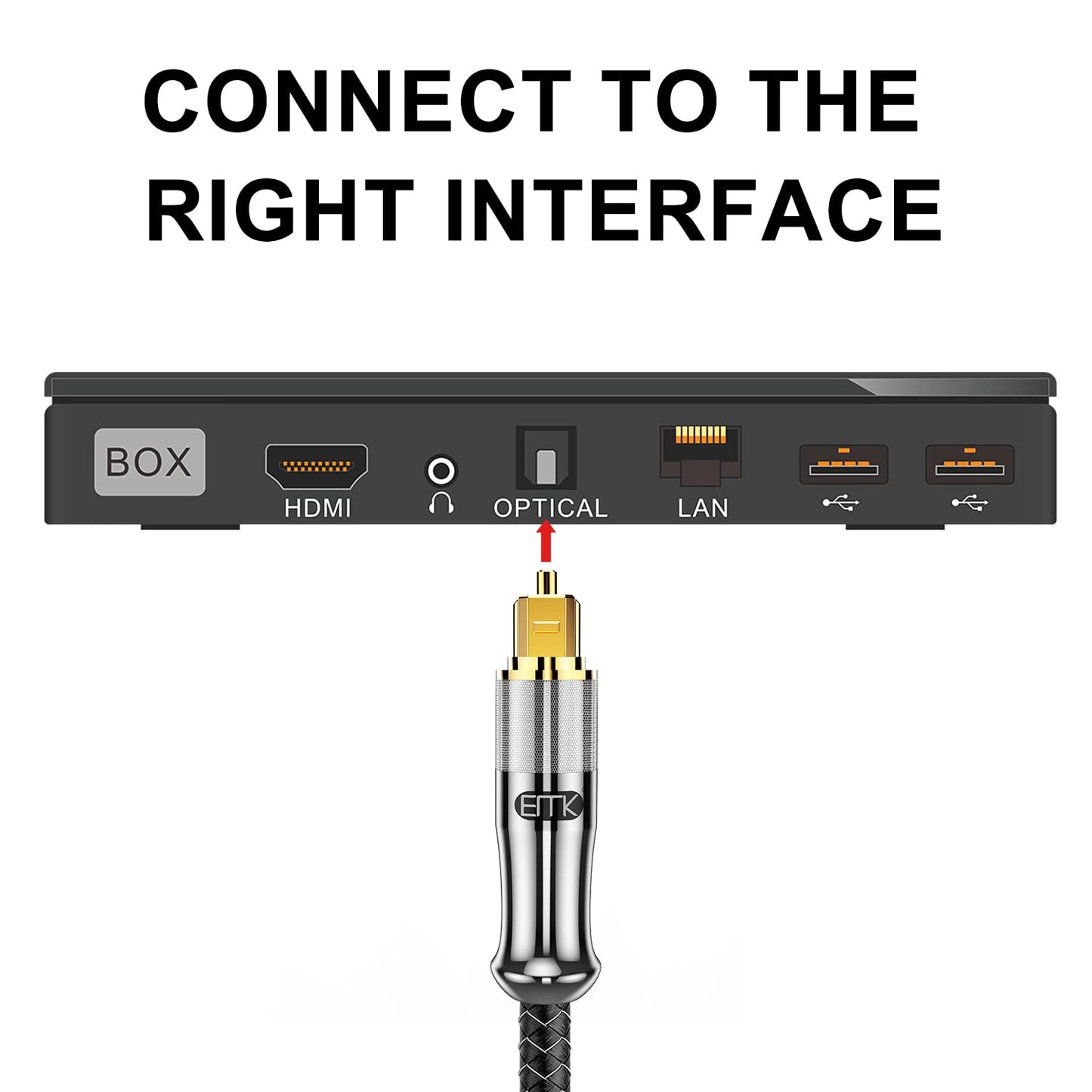 EMK 24K Gold-Plated Optical Audio Cable [14ft/4.6M] - Digital Toslink SPDIF Cable Compatible with Soundbar to TV, Home Theater - High-Speed Fiber Optic Cable (Silver)