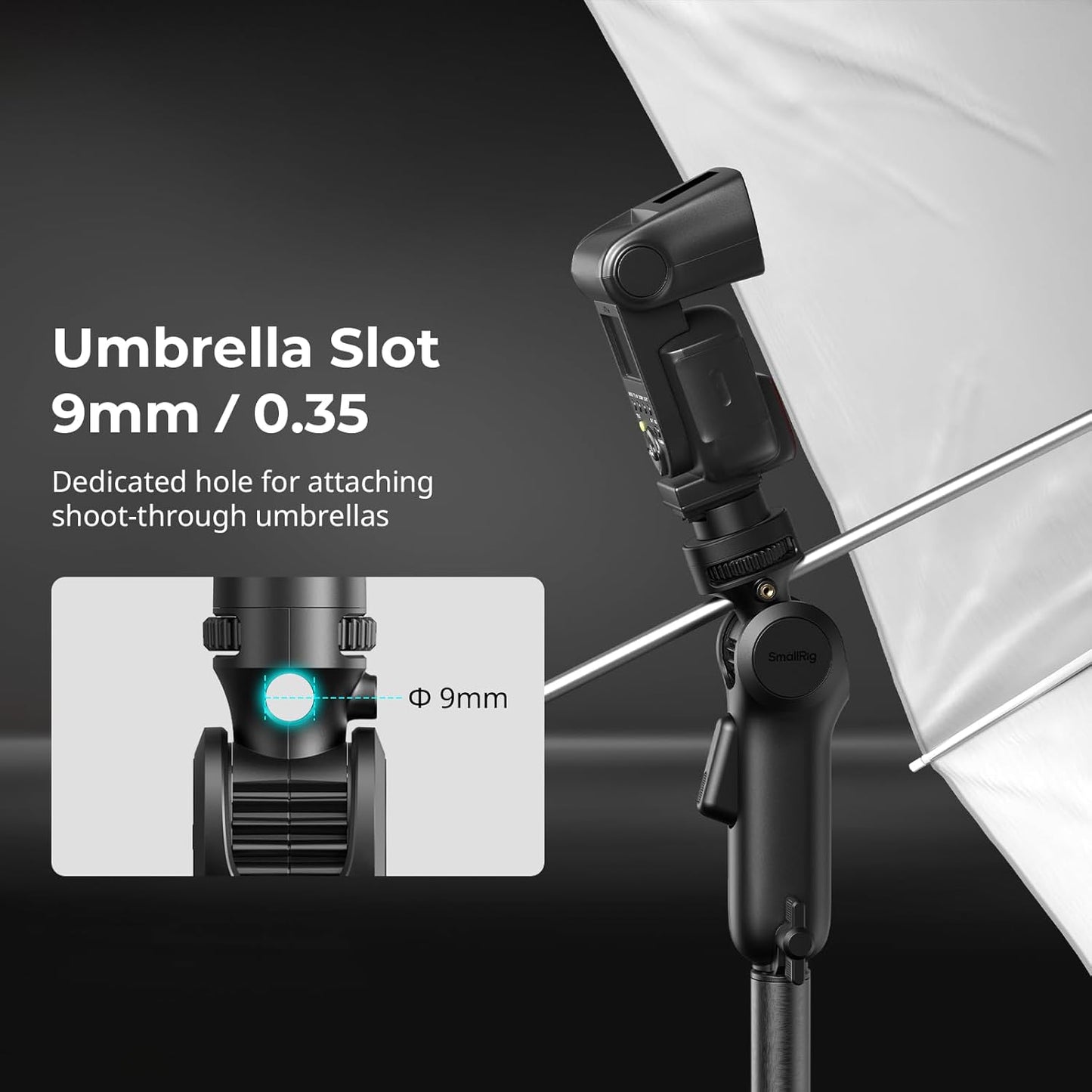 SmallRig Quick Adjustment Light Stand Adapter, One-Button 180° Pitch Adjustment, 3kg Load Capacity, for COB Video Light/Camera/Phone Clips, for On-Camera Flash, 5181