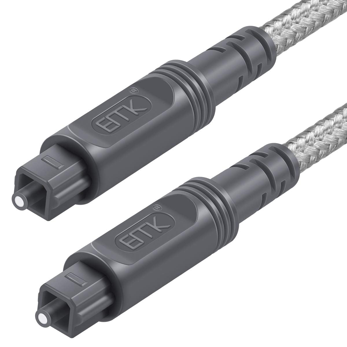 EMK Digital Optical Audio Cable Toslink Cable - [Cotton Braided Jacket,Durable and Flexible] Fiber Optic Cord for Home Theater, Sound bar, TV, PS4, Xbox & More (16.5Feet/5M)