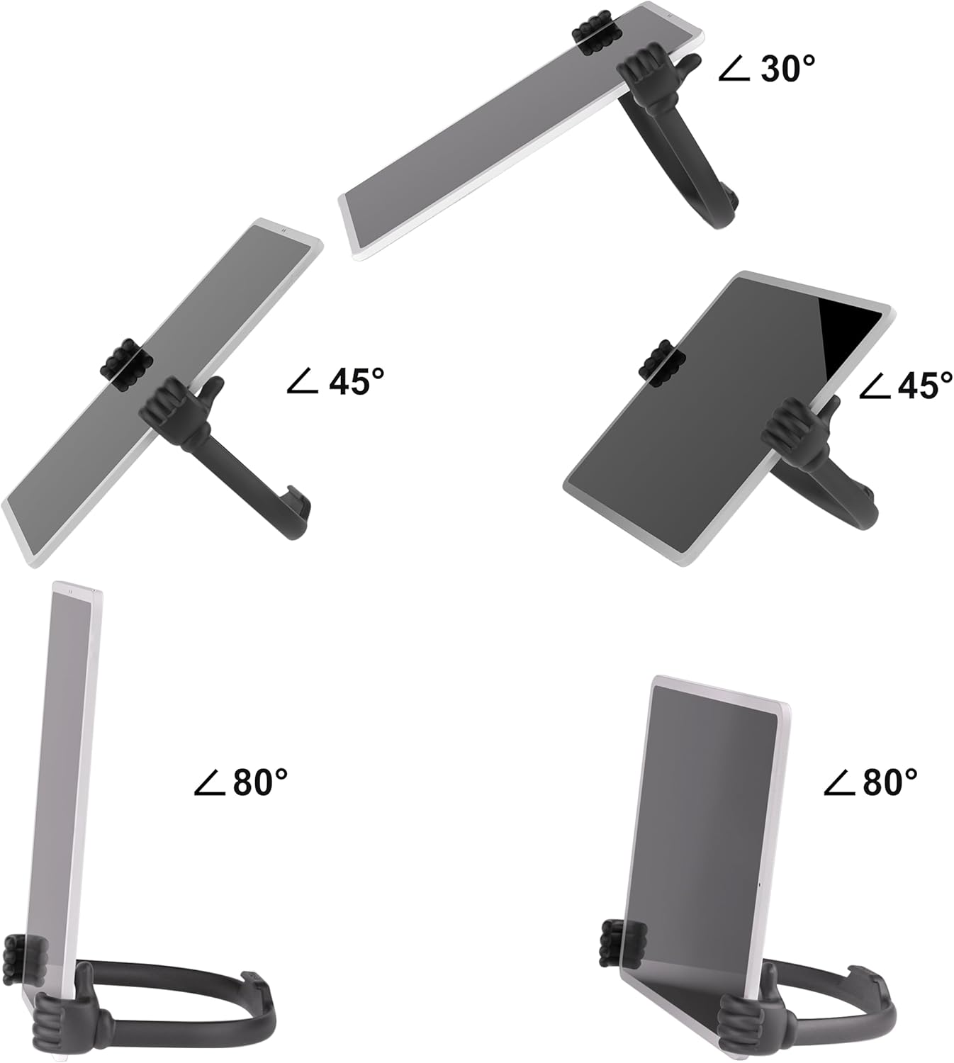 Honsky Thumbs Up 2P Tablet Stand, Desktop Display Stands Holder, Compatible with iPad, Samsung Galaxy Tabs, iPhone Pro Max, Universal Cute, 2 Pack Black
