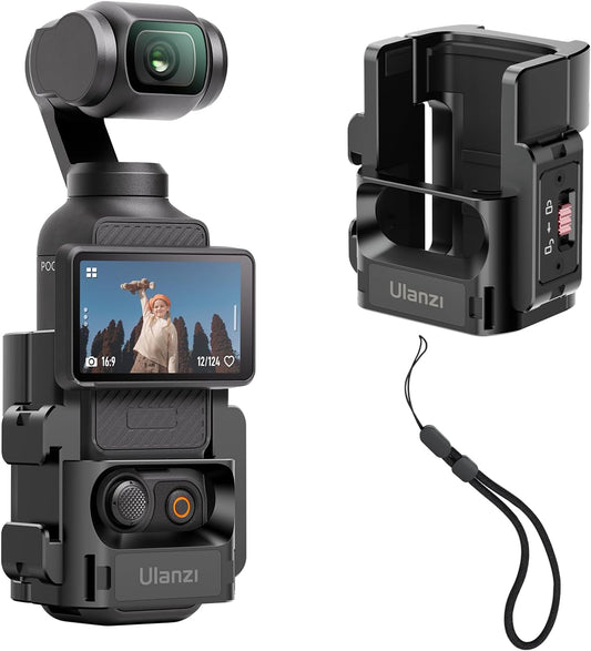 ULANZI PK-06 Expansion Adapter Accessories for DJI Osmo Pocket 3 - Aluminum Protective Cage Metal Bracket Mount with 1/4 Screw Holes/Gopro Adapter/Cold Shoe/Osmo Action Quick-Release