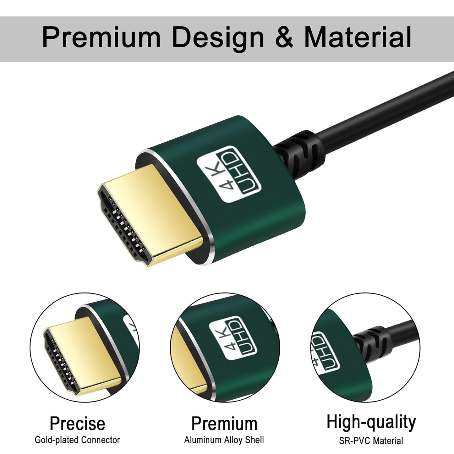 Slim HDMI Cables 6.6FT 5Pack, Ultra Soft & Thin HDMI to HDMI Cord, Extreme Flexible & Skinny HDMI Wire Supports High Speed 4K@60Hz 18gbps 2160p 1080p