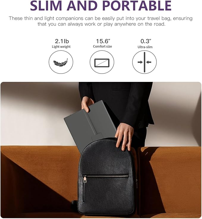 FMC Portable Monitor Compatible with Windows, MacBook, Phone, Switch, Xbox & PS5 Portable Gaming External (15.6-250NITS)
