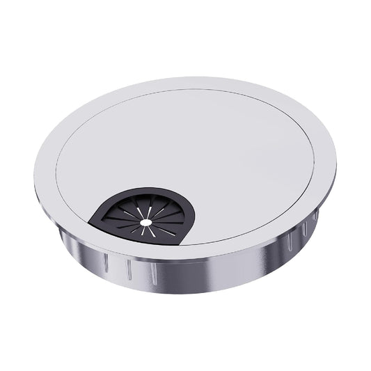 Desk Grommet 2-1/8 Inch 53mm, Zinc Alloy Computer Desk Wire Hole Cover, Office Desktop Cord Cable Hole Metal Ring, Silver Tone