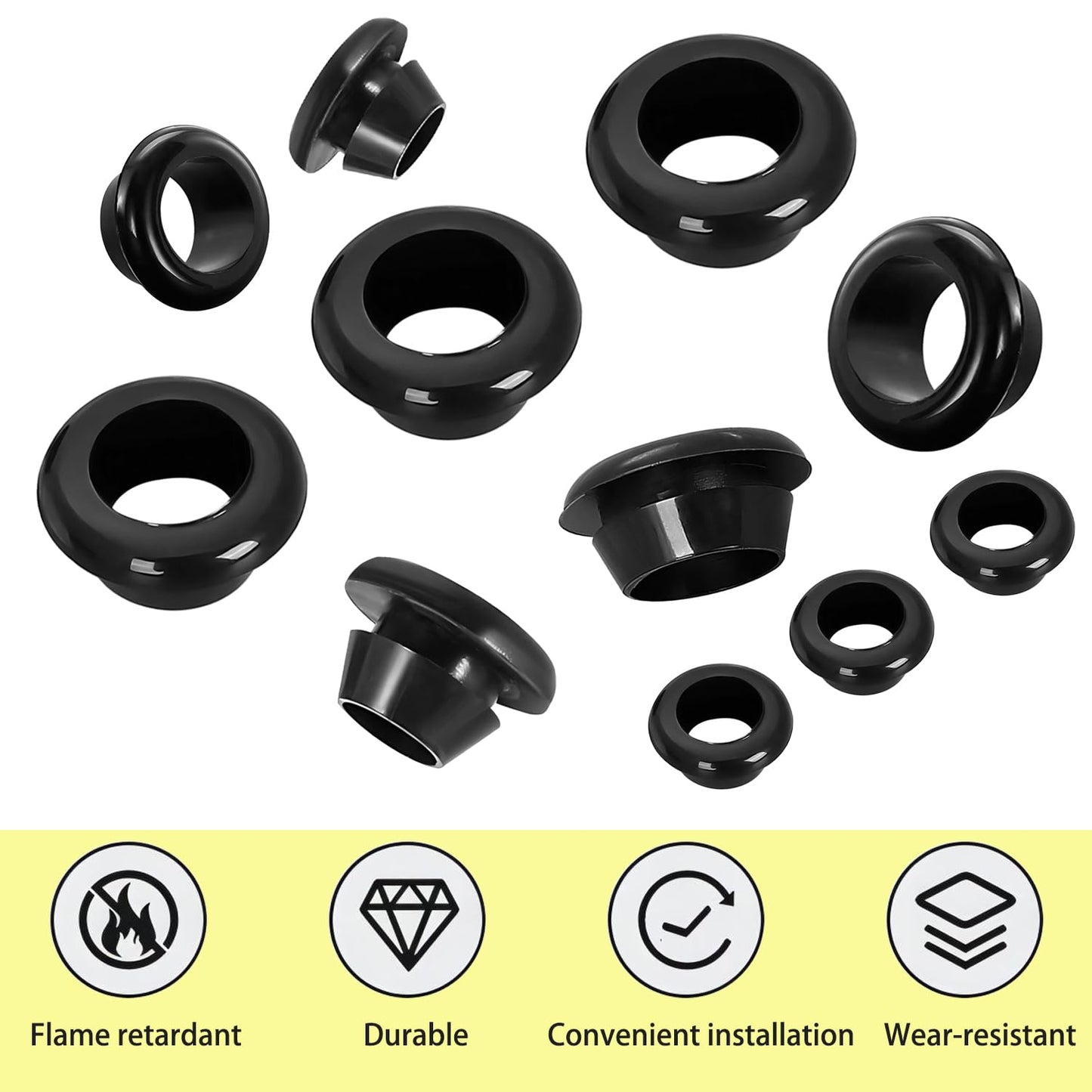 Qrity 9 PCS Rubber Grommets Cable Railing, Car Grommet, Cable Railing Protective Sleeves for Metal Posts, ID 23mm Mount Dia 28mm