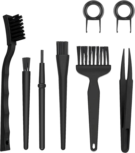 8 PCS Keyboard Cleaning Brushes Kit, Small Portable Anti Static Electronic Dust Cleaning Brush for Computer PC Keyboard Laptop Motherboard Camera Small Space(Black, Set of 8)