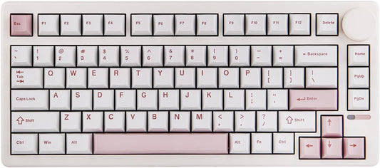 EPOMAKER QK81 75% Wireless Mechanical Gaming Keyboard, QMK/VIA Programmable and Hot-Swappable, 81 Keys with Metal Knob, 2.4Ghz/BT/USB, Creamy Gasket-Mount, RGB Backlight (White, Wisteria Switch)