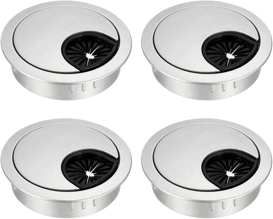 uxcell Cable Hole Cover, 2Inch/50mm Zinc Alloy Desk Wire Cord Cable Grommets Hole Cover for Office PC Desk Cable Cord Organizer, 4Pcs Silver Tone