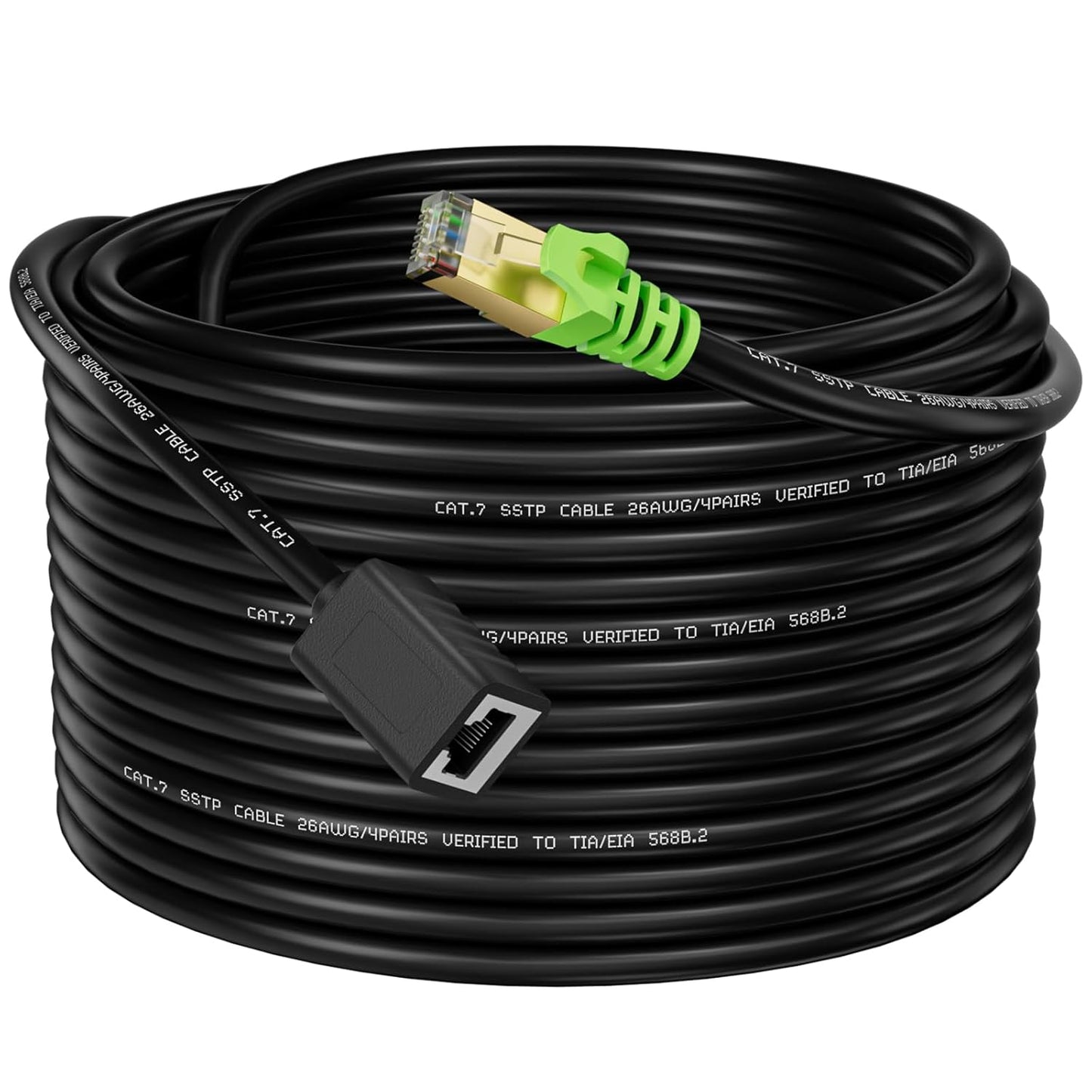 Ethernet Extension Cable 65ft, Network Cat6a Extension Patch Cable RJ45 Cords Shielded Male to Female Connector (65FT)