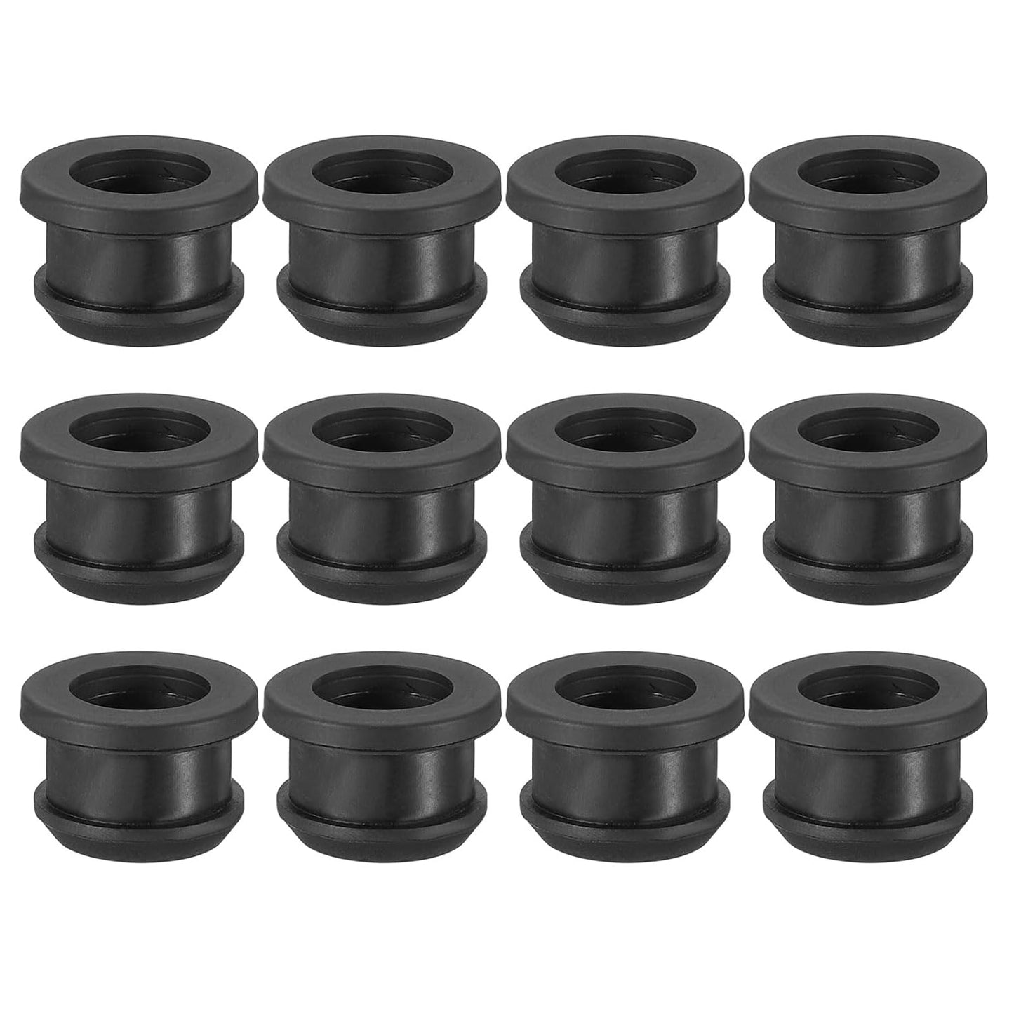 PATIKIL 14mm / 9/16 Inch Drill Hole,7/16 Inch ID Rubber Grommets, 12Pcs Top Hat Grommet for Wiring Eyelet Ring Gasket Automotive Firewall Cable Hole Plugs Wires Protection, Black