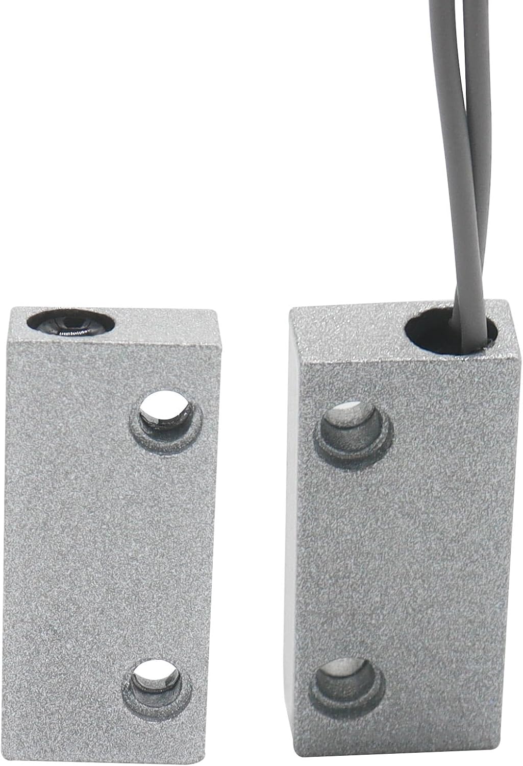 Magnetic Reed Switch Wired Surface Mount Normally Open NO Contact Sensor Alarm Magnetic Door Switch with 2 Wires, Zinc Alloy Sliver, MC-52