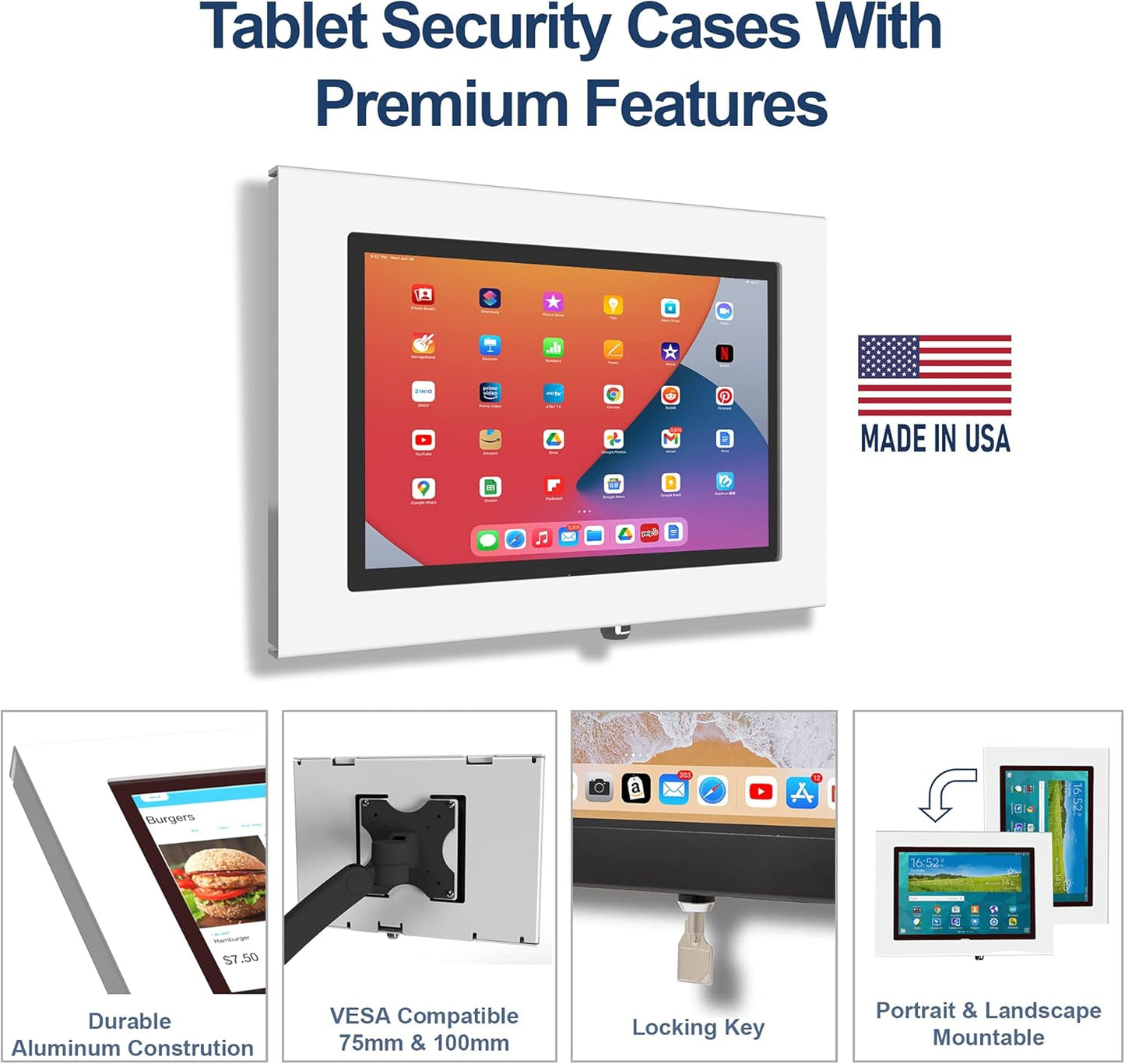 TABcare Locking Security Metal Case for Apple iPad Pro 11" 2024 5th gen. for Kiosk, POS, Store, Show Display (Black, iPad Pro 11 2024)