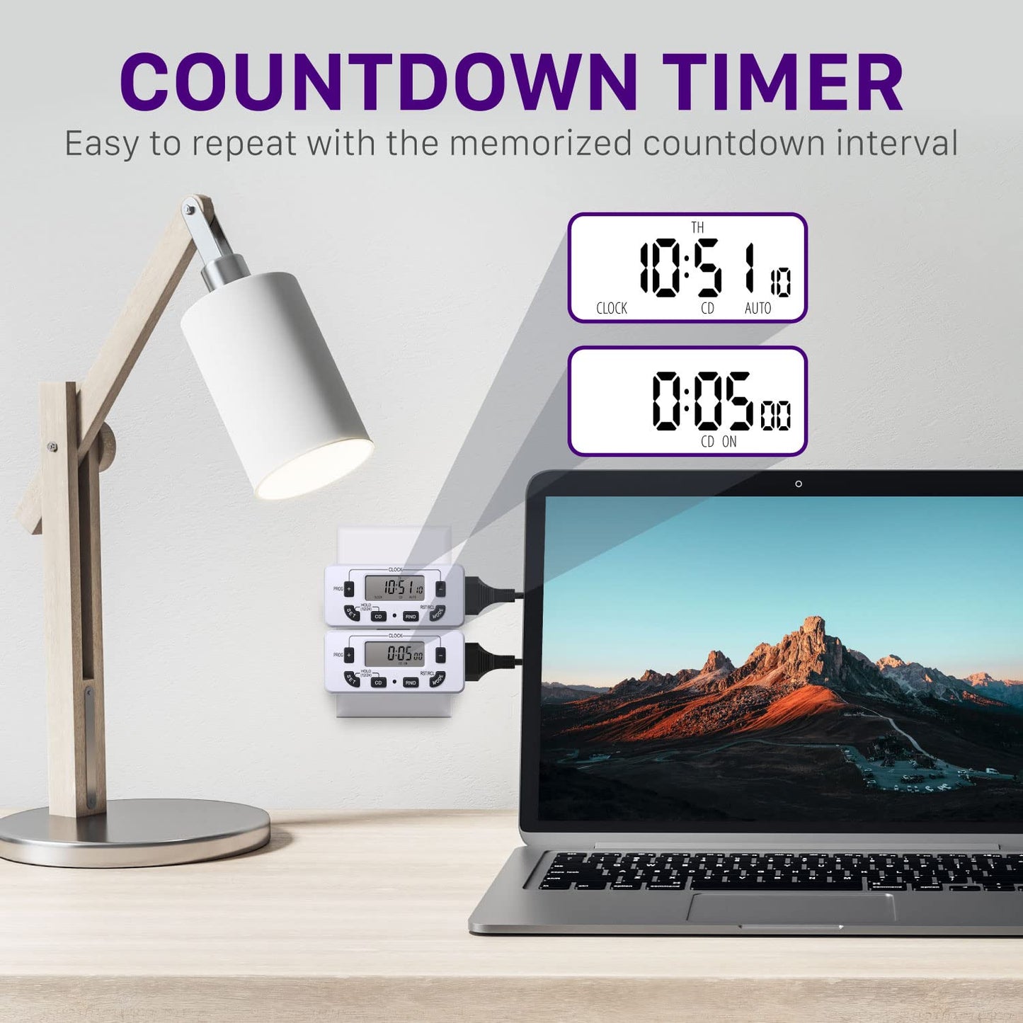 Fosmon 7 Day Digital Timers for Electrical Outlets, Indoor Plug-in Light Timers Switch Programmable, Electric Wall Plug for Grow / Reptile Light, Lamp, Appliance, Aquarium, Fish Tank - 2 Pack