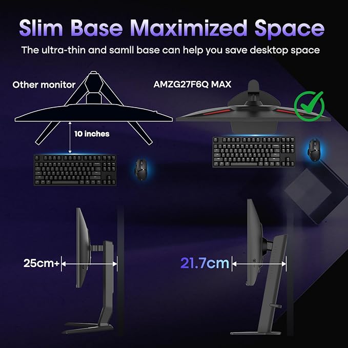 Amzfast 27 Inch Gaming Monitor 320Hz 240Hz WQHD 2560 x 1440p Fast IPS Monitor, 1ms G-SYNC Compatible, HDR400, 135% sRGB, 99% DCI-P3, PIP/PBP, Height Adjustable, HDMI 2.1 x 2&DP 1.4 x 2, G27F6Q MAX
