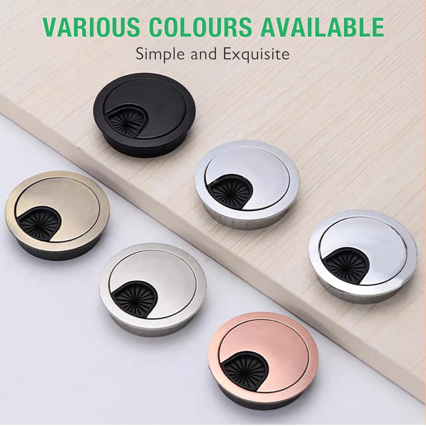 2 Pcs Desk Grommet 2-3/8" / 60 mm, Desk Cord Hole Cover, Cable Grommet Metal Zinc Alloy Materilal, Desk Hole Grommet for Home & Office Pc, Detachable Cable Cord Organizer-Bronze