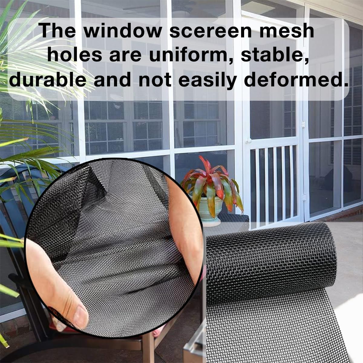 36inch*100ft Window Screens Roll, Replacement Repair Screens Mesh, Cuttable Fiberglass Screens Door Netting, DIY Screening Mesh Netting for Windows, Door, Pool, Porch,Patio -Black