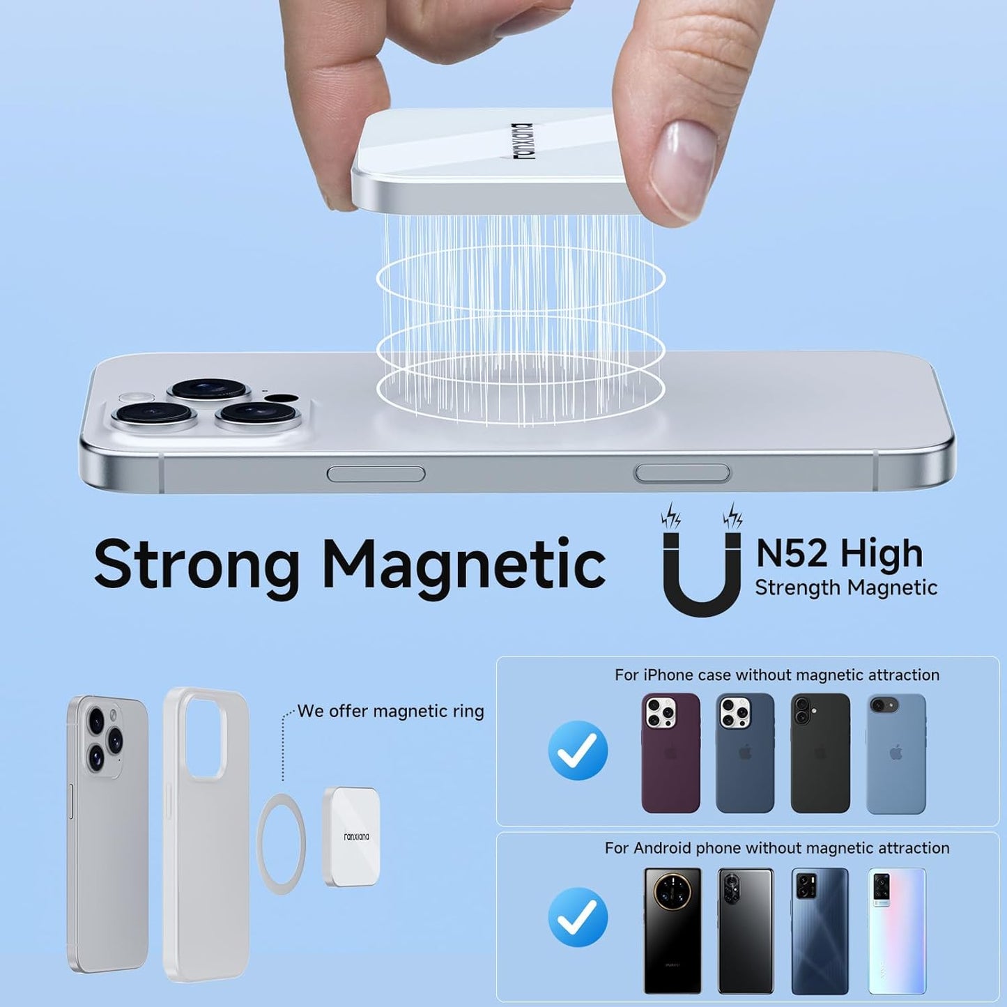 2TB Magnetic External SSD,2000MB/s Type-C USB 3.2 Gen 2x2 Portable SSD,Ultra-Slim External Hard Drive,4K ProRes Recording & Store,External Solid State Drive for iPhone15/16/Android/PC/Mac -PS2005