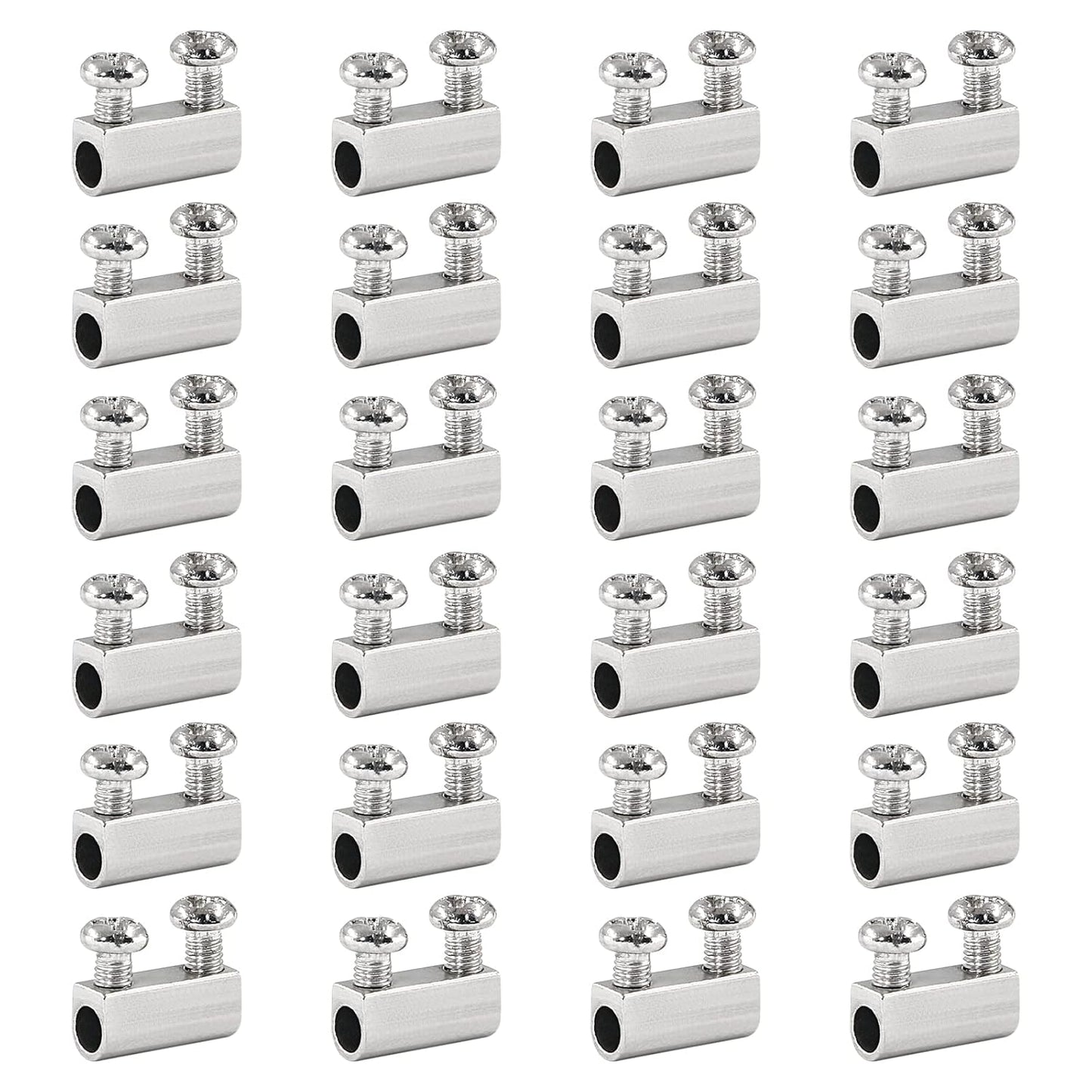 Biaungdo 24 Pcs Stainless Steel Wire Rope Cable Clamp, Adjustable New Upgrade Double Hole Wire Rope Clamp Fastener