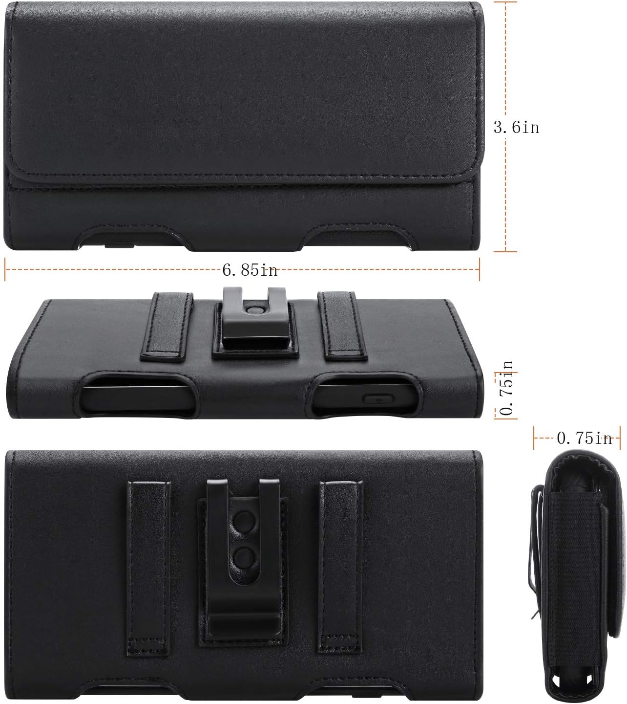BECPLT for Galaxy S24 Ultra S23 Ultra 5G S22 Ultra 5G Holster Case, Leather iPhone 15 Pro Max Belt Clip Holster Pouch Carrying Sleeve with ID Card Holder for Galaxy A14 A12 A42 Note 20 Ultra (Black)