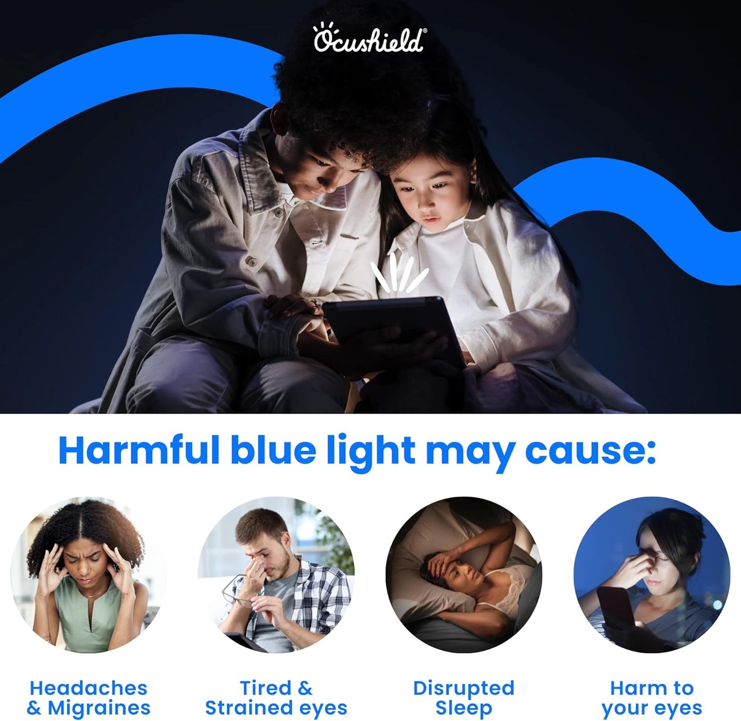 Ocushield 21” (16:10) Premium Anti Blue Light Screen Protector with Privacy Filter for Laptops and Computer Monitors - Anti-Glare - Easy Install - Anti-Fatigue