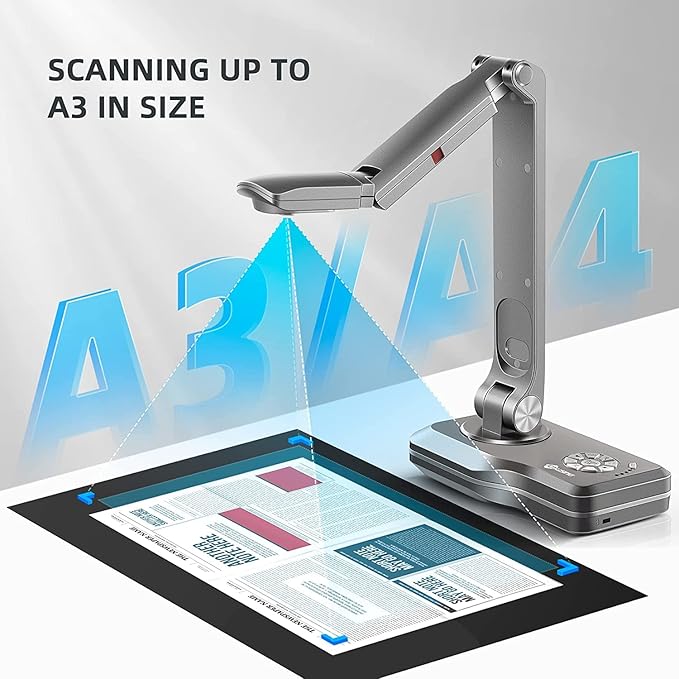 JOYUSING V508 VGA/HDMI/USB 8MP Three Mode Document Camera for Teacher, Auto Focus, LED Light for Real-time Projection, Video Recording, Distance Learning, Works with and Without a Compute