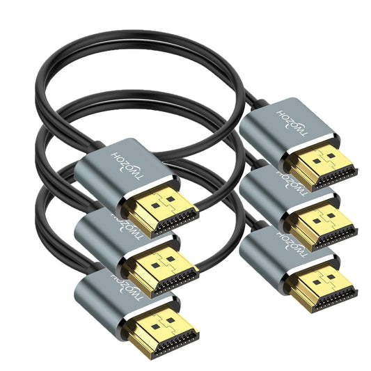 Twozoh Flexible & Slim Long HDMI Cable 15FT 3 Pack, Ultra Thin HDMI Cord Supports High Speed 4K@60Hz 18gbps 2160P/1080P