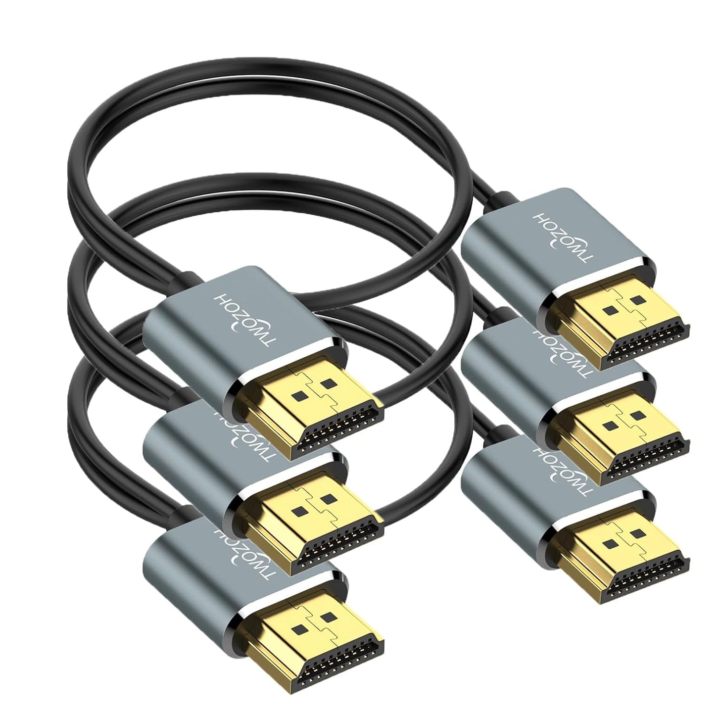 Twozoh Flexible & Slim HDMI Cable 6.6FT 3 Pack, Ultra Thin HDMI Cord Supports High Speed 4K@60Hz 18gbps 2160P/1080P