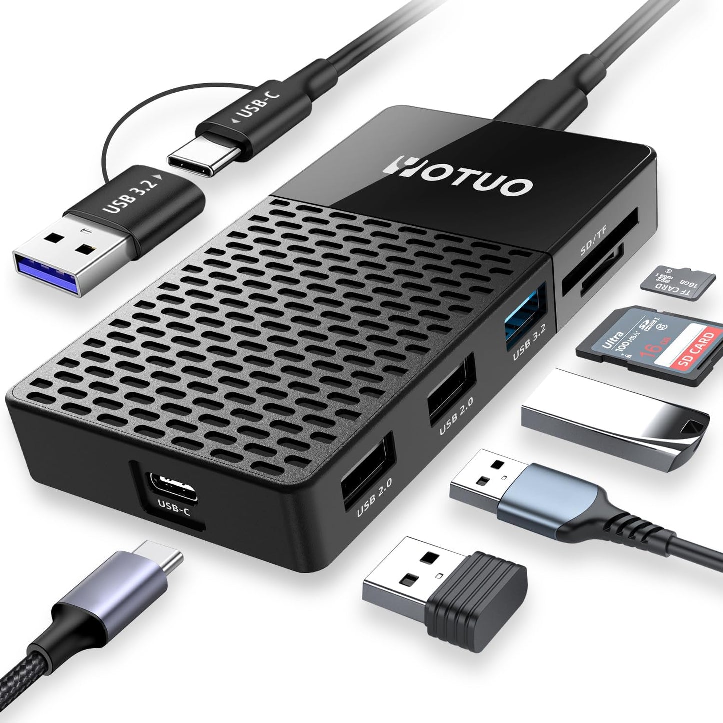3 in 1 Portable SSD 500GB, Up to 1050MB/s, USB-C External Solid-State Drive with Multi-Port USB 3.2 Hub, SD/TF Card Reader. Docking Station with PC/Mac/laptop/iPhone 17/Windows/Android/Linux/iOS