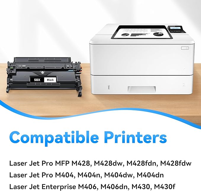 58X Toner Cartridge Black CF258X Toner Compatible with HP 58X 58A CF258X CF258A CF258 Ink Cartridge with Chip for Laserjet MFP M428fdw M428dw M428fdn Pro M404n M404dn M404dw M404 Printer(2 Pack)