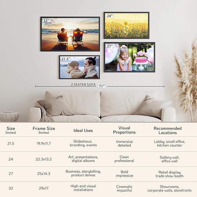 NexFoto 21.5 Inch Digital Photo FrameTouchscreen, Large Digital Picture Frame 64GB, Add Pics from Google Photos, Upload Videos via APP/USB Instantly, Gifts for Christmas/Mom/Grandparents, Dark Wood