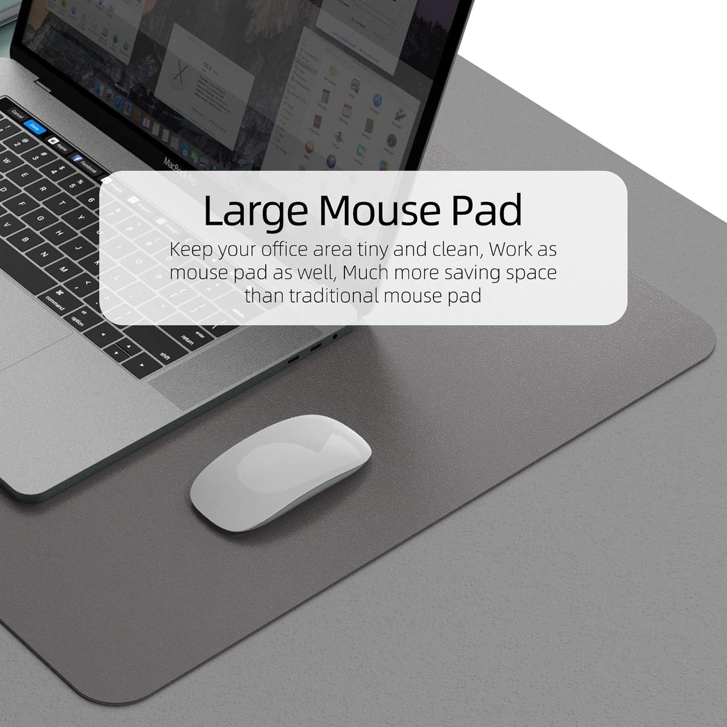 YSAGi Desk Pad, Dual-Sided Desk Mat, 31.5" x 15.7" Laptop Leather Desk Pad Protector, Large Leather Desk Blotter, Waterproof Desk Writing Pad for Office and Home (Dark Grey, 31.5" x 15.7")