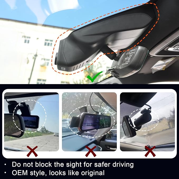 Front 4K & Rear 1080P Dash Cam Custom fit for GMC Yukon, Yukon XL 2023 2024 2025(Model A), SLE SLT AT4 Denali Denali Ultimate, Integrated OEM Look, UHD 2160P Video, G-Sensor, 128GB Card