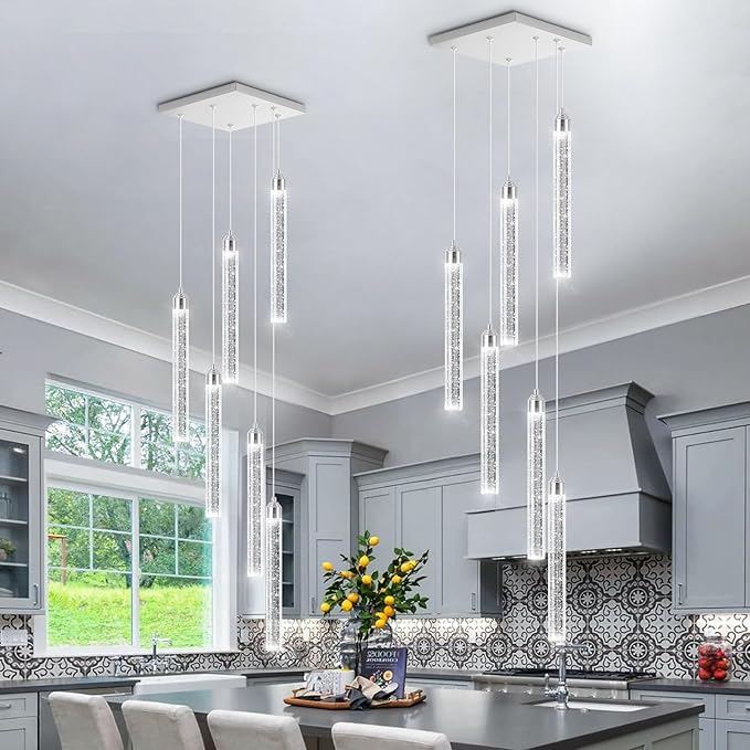 Modern Crystal Pendant Lights for Kitchen Island Mini Chandelier LED Dimmable Ceiling Handing Lighting for Dining Room Corridor 2700K 6000K