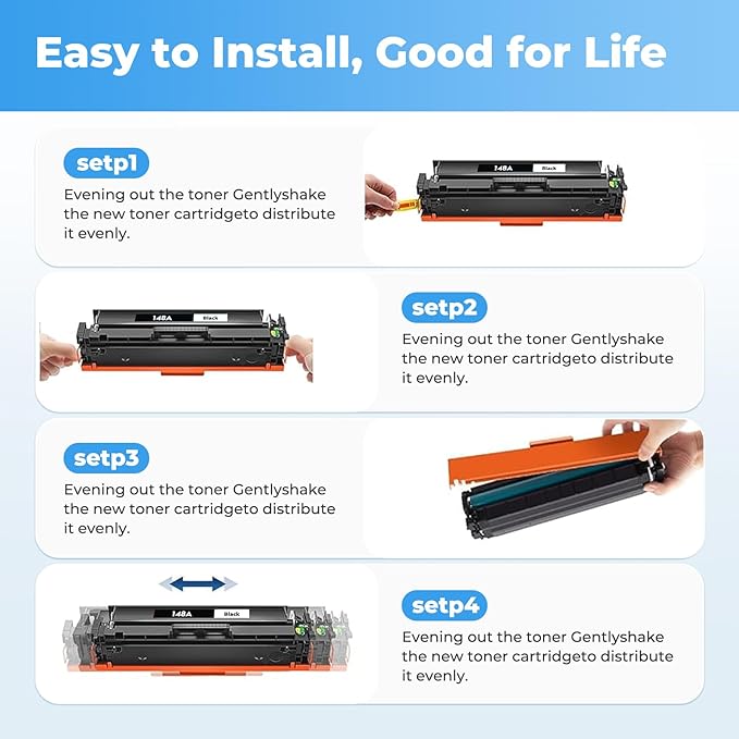 148A Toner Cartridges Black for HP 148A 148X W1480A W1480X Printer Laser Jet Pro 4001n 4101fdw Toner Cartridge Laser Jet Pro MFP 4001n 4101fdw 4001dn 4001dw 4101fdn 4101dw HP148A HP148 Toner 2 Pack