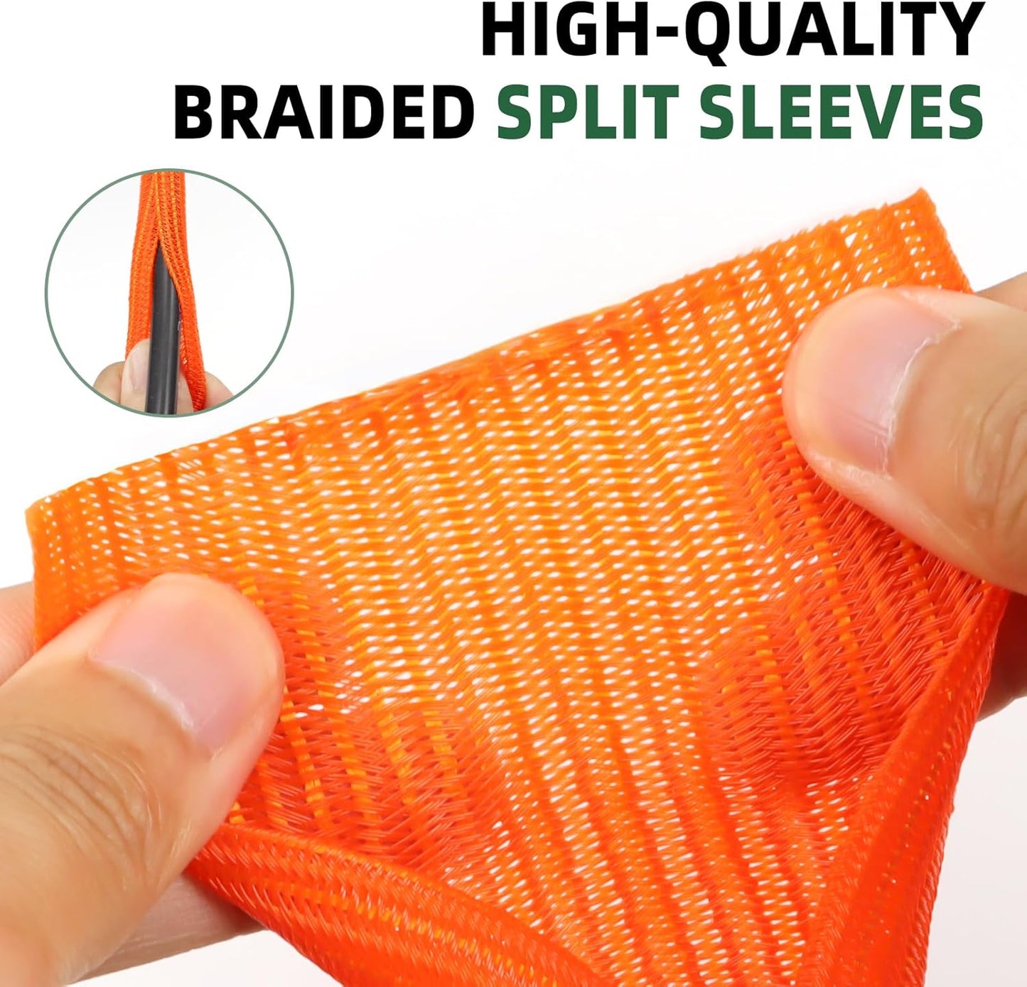 Split Wire Loom Tubing, Cable Protector Sleeve, Braided Cable Management for TV/Computer/Home Theater/Engine Bay, Cord Protectors from Pets No Chew (Orange, 1/8"-10ft)