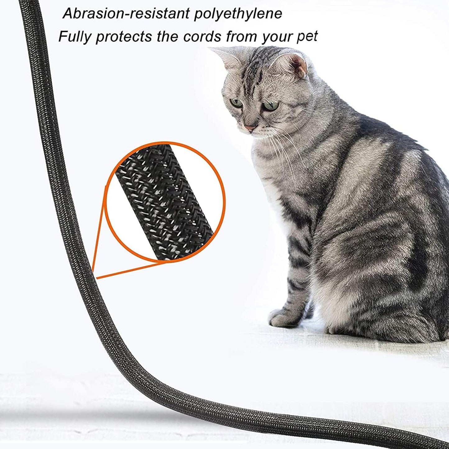 CrocSee 25ft - 1/4 inch Braided Cable Management Sleeve Cord Protector - Self-Wrapping Split Wire Loom for TV/Computer/Home Theater/Engine Bay - Black