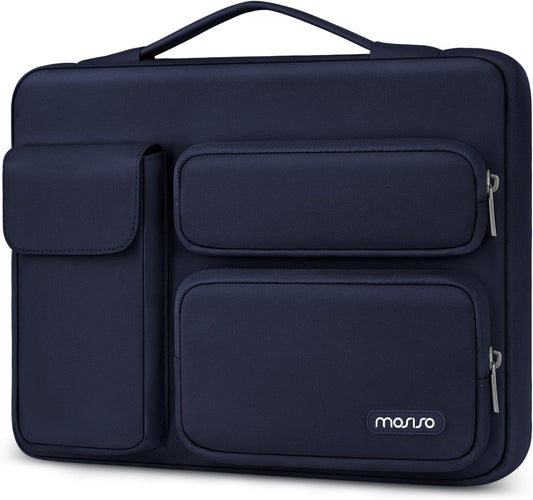 MOSISO 360 Protective Laptop Case 16 inch, 15-15.6 inch Laptop Sleeve Compatible with MacBook Pro 16, HP Acer Dell Lenovo ASUS Notebook, Side Open Bag with 2 Raised&1 Flapover Pockets, Navy Blue