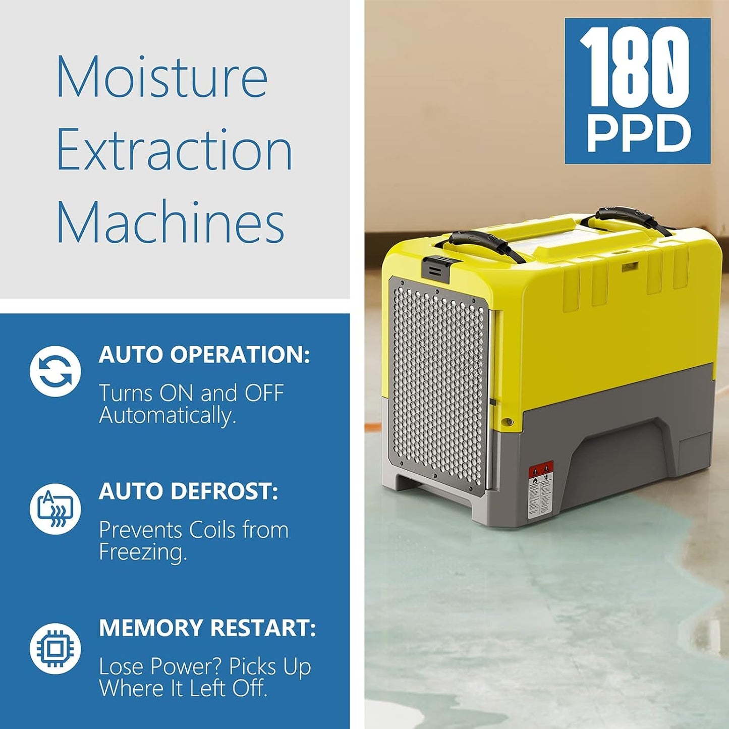 ALORAIR 180PPD LGR Commerical Dehumidifier with Pump, Wi-Fi APP Controls Industrial Dehu, Capacity up to 85 PPD at AHAM, 5 Years Limited Warranty, cETL Listed, for Large Space