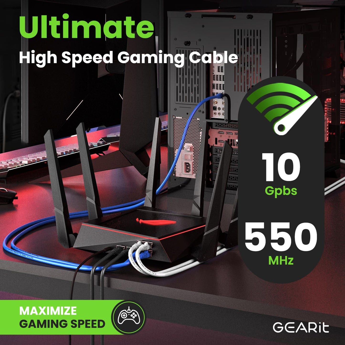 GEARit Cat 6 Ethernet Cable Pack - 10-Pack 15 ft Cat6 Ethernet Patch Cables | RJ45 Network Patch Cable, 10 Gbps Snagless Gold-Plated Connectors - Ethernet Cable Cat 6 for PC, TV, Router - Black