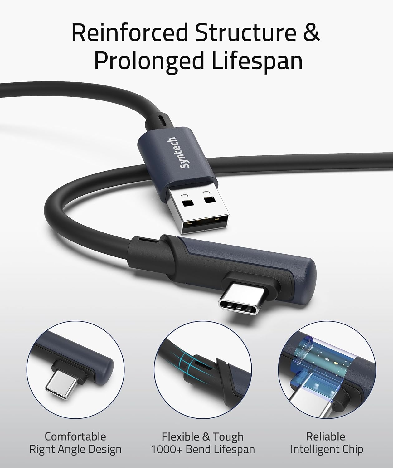 Syntech Link Cable 10 FT Compatible with Oculus/Meta Quest 3/Meta Quest 3S, Quest2/Pro/Pico 4/Ultra Accessories and PC/SteamVR, High Speed PC Data Transfer, USB 3.0 to USB Cable for VR Headset, Black