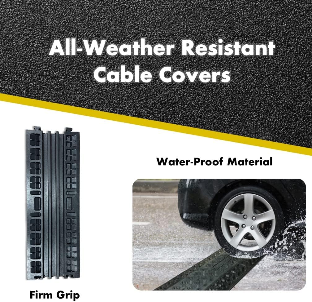 Kable Kontrol Drop Over Floor Cord Cover – 40” Inch Long 3 Channel Cable or Wire Protector – 30 Pcs Bulk Pack - Rubber Ramp for Indoor and Outdoor Use – Black