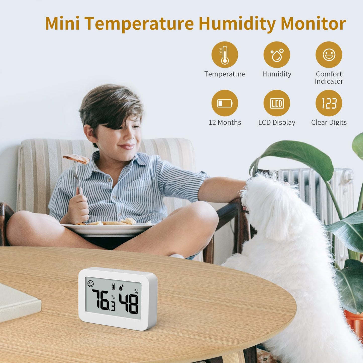 DOOMAY 2-Pack Mini Hygrometer Indoor Thermometer, Humidity Gauge with Switch (℃/℉), Humidity Meter Digital Temperature Monitor for Greenhouse Babyroom Cellar Reptile Incubator Closet