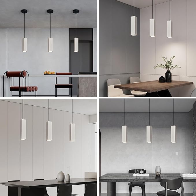 Concrete Linear Pendant Light,LED Industrial Hanging Cement Pendant Lighting Fixture for Kitchen Island Dinning Room Bedroom Bedside Table Small Pendant Lights