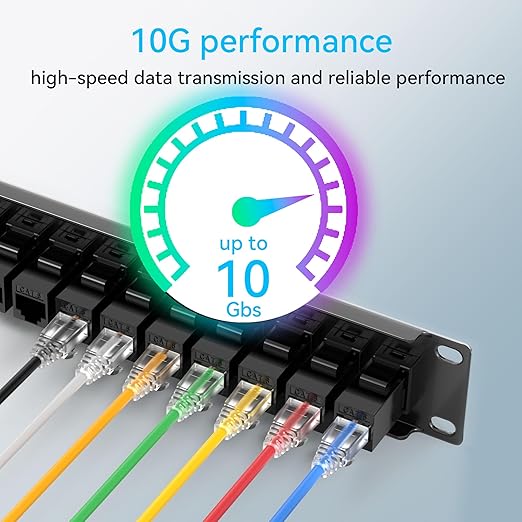 Mini Patch Panel 12 Port Cat6 with Coupler Keystone, Cat6 Network Panel 10G No Punch Down, Time-Saver Ethernet 1U Rj45 Panel, Rackmount 10 Inch Coupler Patch Panel