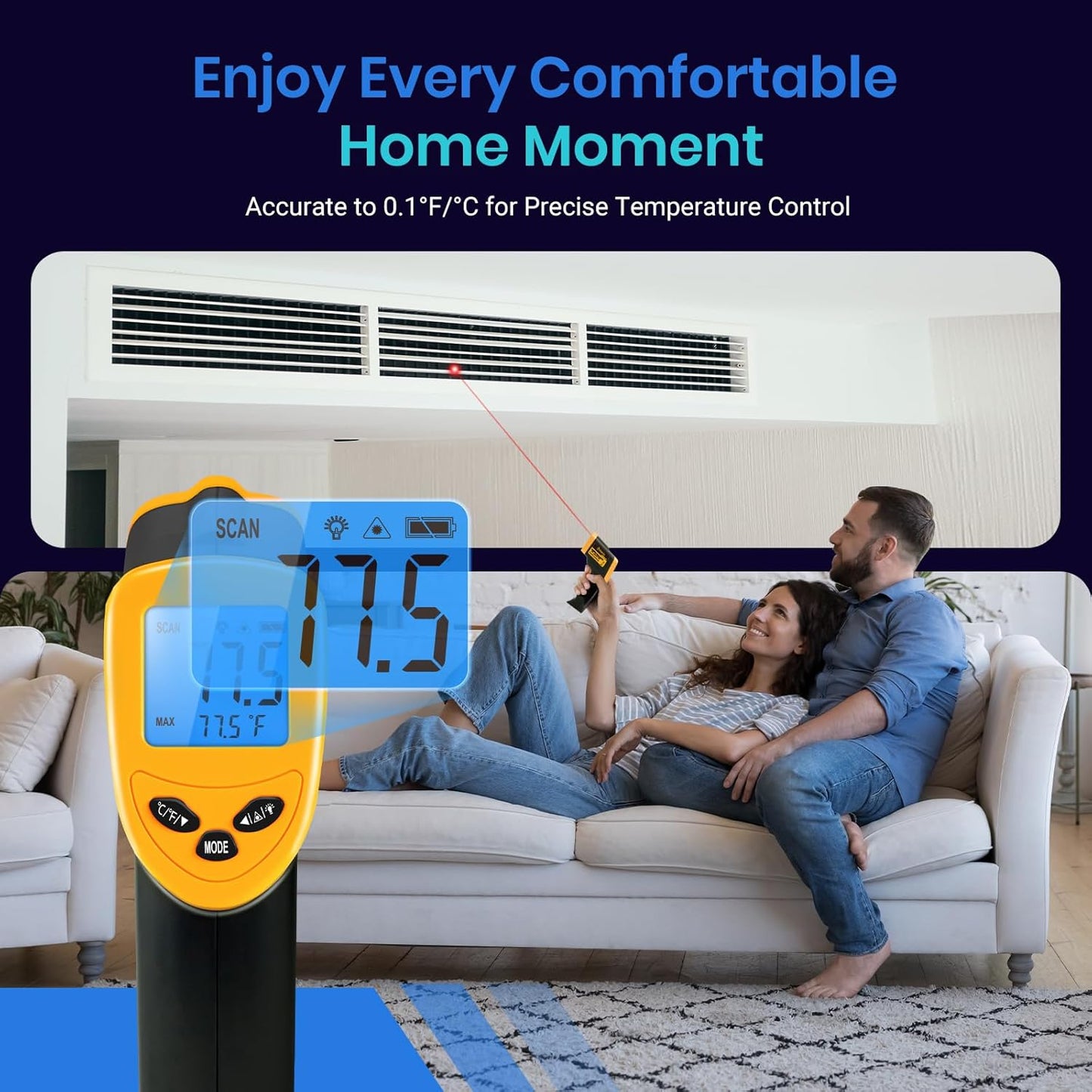 Etekcity Infrared Thermometer Temperature Gun 1080, -58°F to 1130°F for Meat Food Pizza Oven Griddle Accessories, Heat Gun for Cooking, Kitchen, Fridge, Reptile,BBQ