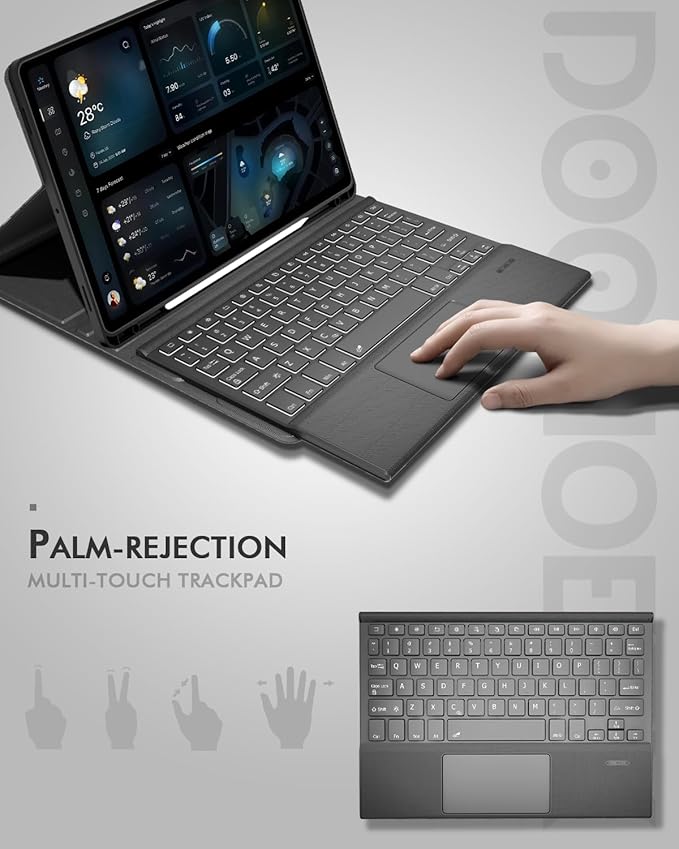 Doohoeek Keyboard Case for Samsung Galaxy Tab S10 Lite 10.9" 2025 / S10 FE / S9 FE / S9, Bluetooth Keyboard with Trackpad & 7-Color Backlit & Kickstand for S10 Lite 10.9 inch Keyboard Cover
