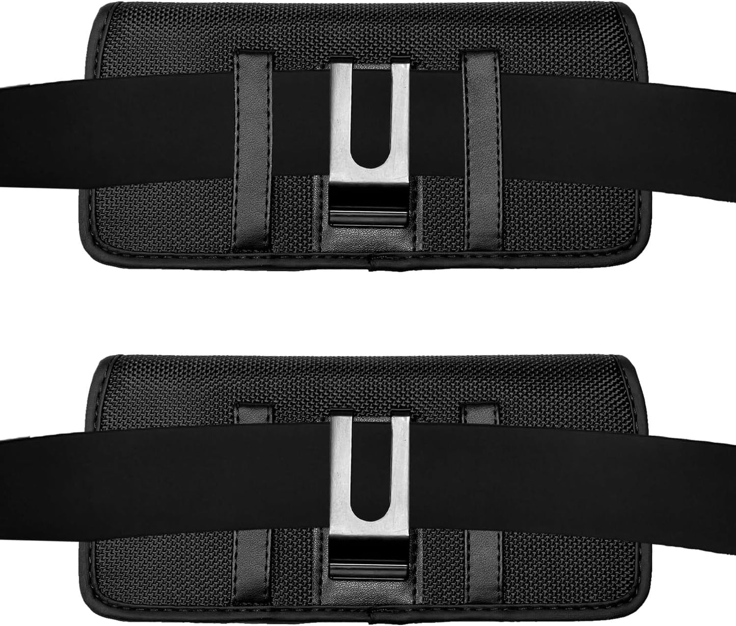 Nylon Cell Phone Holster for Cricket Vision Plus, Icon 2, Influence, Google Pixel 5a, 6, 6a, LG Harmony 4 G7 G8 K40 K22 - Horizontal Case Canvas Waist Carrying Pouch with Belt Clip/Loops, Black